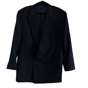Cantrarelli Loro Piana Black Double Breasted Blazer Sport Coat 48L 58L